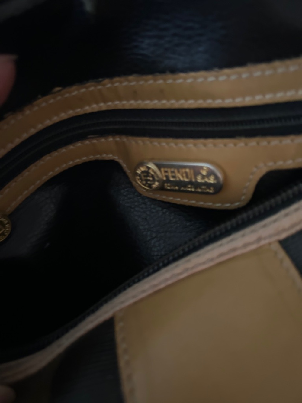 Fendi Striped Canvas Satchel in Tan and Black
Made in Italy 
Authentic - Picture 6 of 11